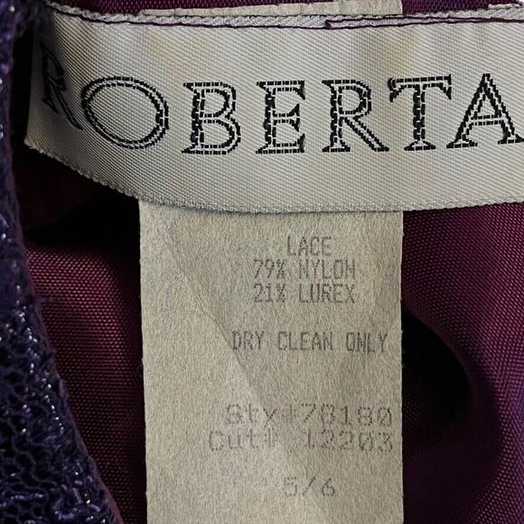 Roberta Dark Purple Womens Vintage Lace Satin Keyhole Formal Dress 90s Y2K 5/ 6 - Picture 16 of 16